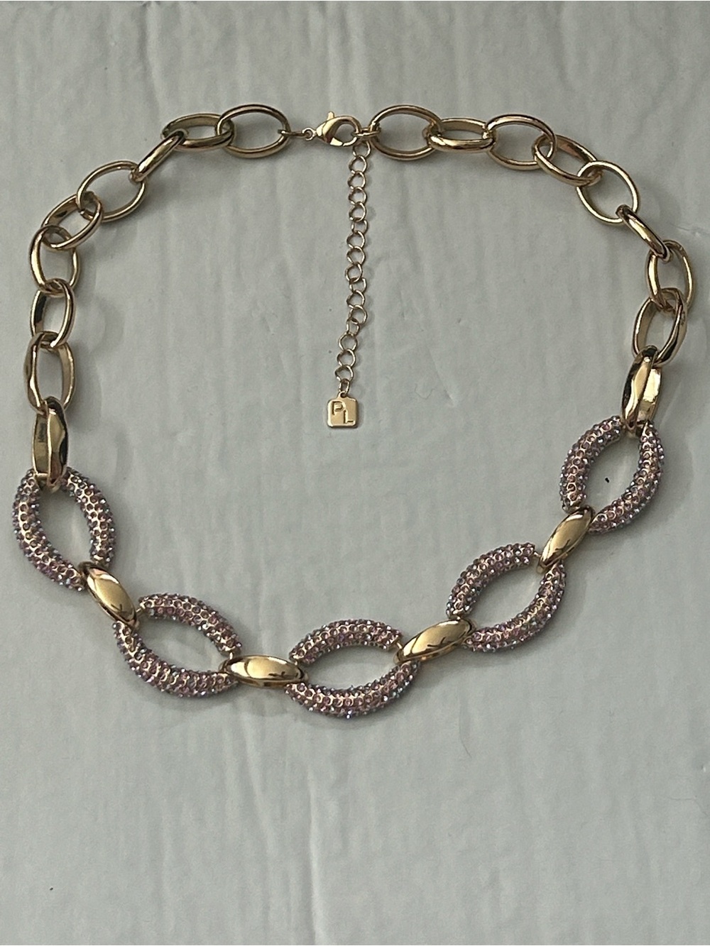 Park Lane Pink/Blue Hue Oval Link Necklace+Swarovski Stand Up 2 Cancer Necklace